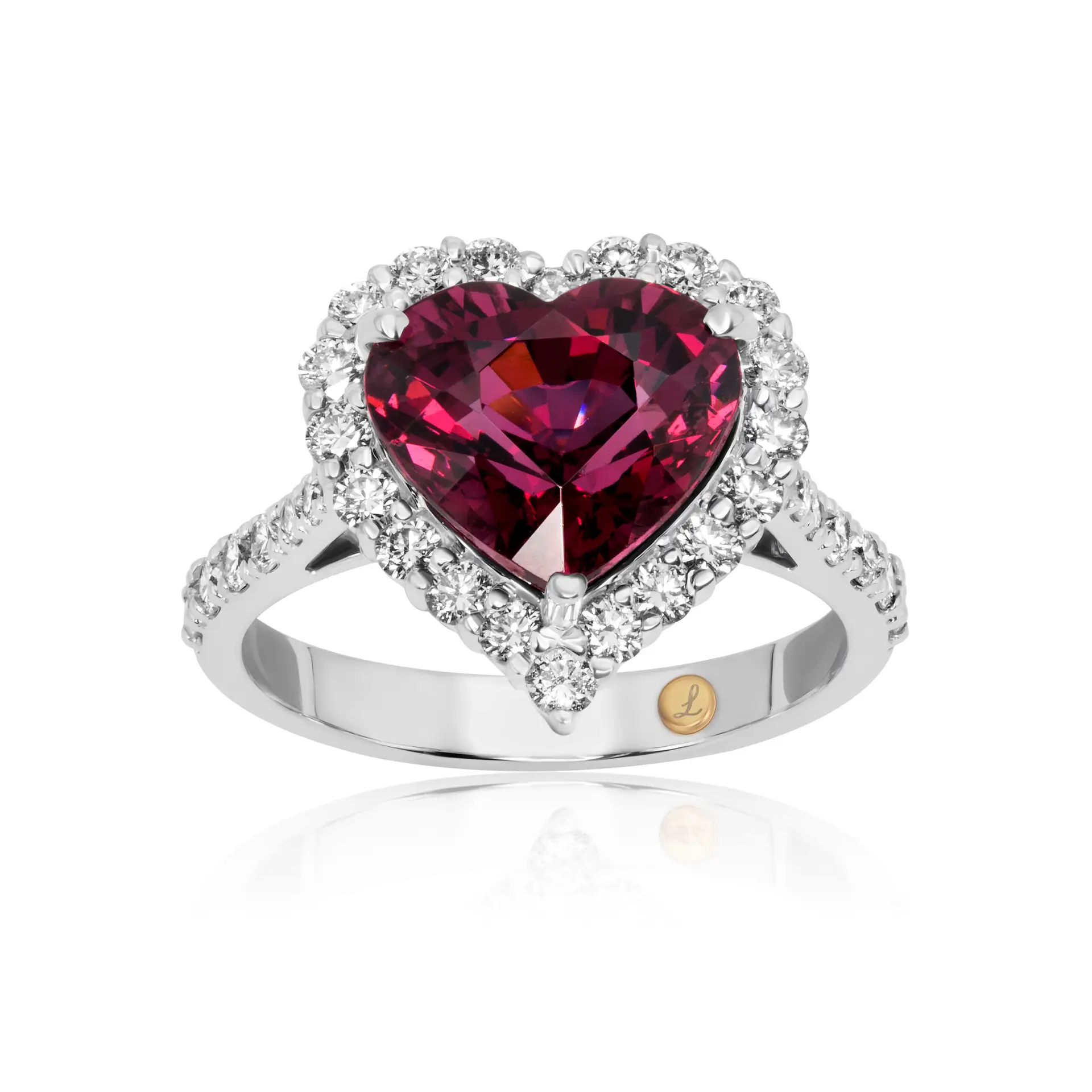 Heart Cut Rhodolite Garnet Ring