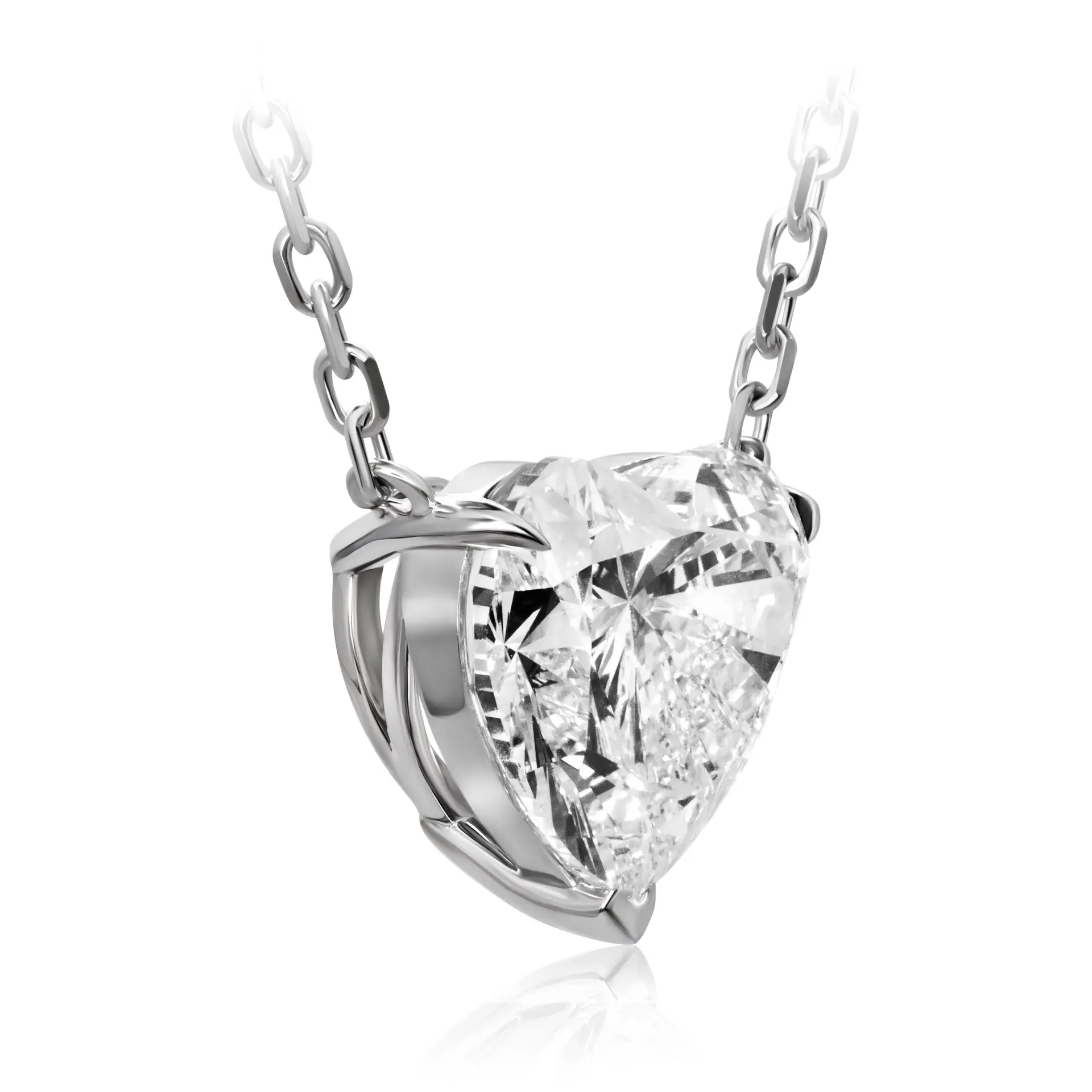 Heart Cut Diamond Pendant in White Gold
