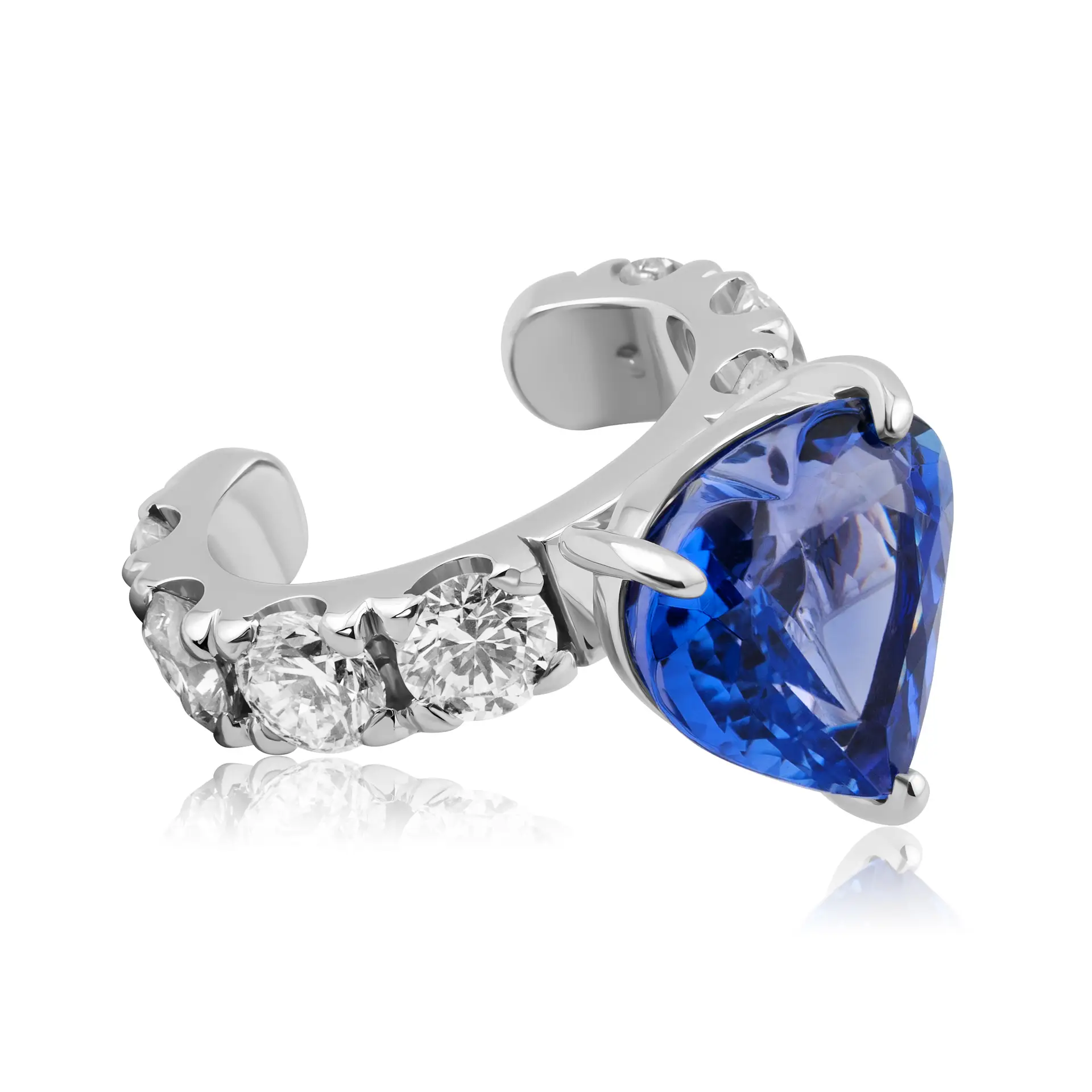 Heart Cut Tanzanite and Diamonds Cuff